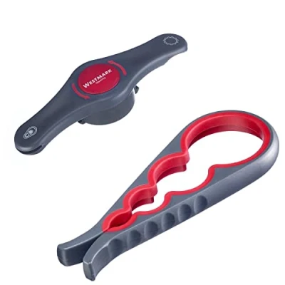 Image de Westmark Set de 2pcs : 1 Ouvre couvercle Polyvalent + Ouvreur Combiné, Plastique/acier haute qualité, Moby Dick/Propeller, Anthracite/Rouge, 105122E6