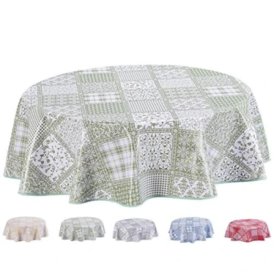 Image de Home Direct Nappe Toile cirée PVC Ronde 155 cm Vert Sauge