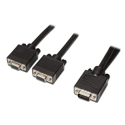 Image de AISENS A113 0081 Câble VGA SVGA HDB15/M 2 X HDB15/H, 45 cm, pour Doubler la Signal Couleur Noir