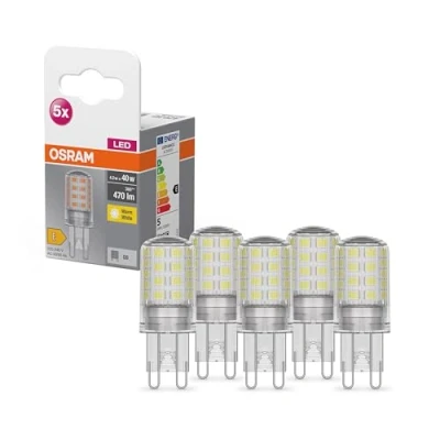 Image de OSRAM Ampoule LED Star PIN pour culot G9, verre transparent, blanc chaud (2700 K), 470 lumens, remplacement des ampoules de rechange traditionnelles 40 W, ampoules, non dimmables, lot 5