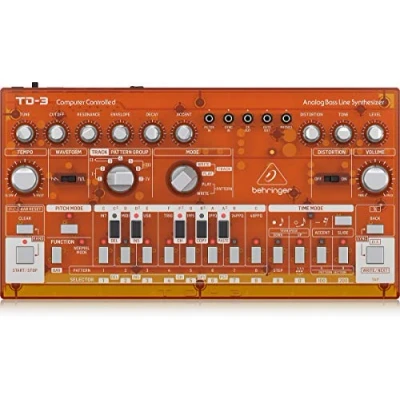 Image de Behringer TD 3 TG Synthétiseur de ligne basse analogique avec VCO, VCF, séquenceur 16 pas, effets distorsion et chaîne poly voix, compatible PC Mac