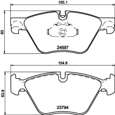 Image de HELLA 8DB 355 014 351 Jeu de plaquettes frein préparé pour indicateur d&#039;usure BMW: 5 Berline, Touring