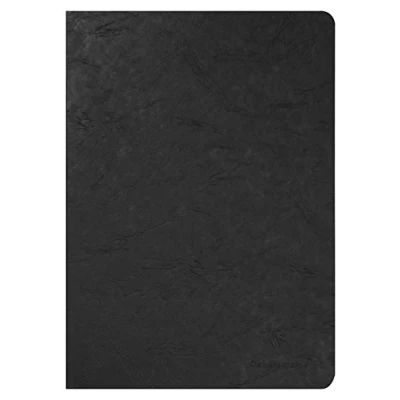 Image de Clairefontaine 733001C Collection Age Bag Un Cahier Agrafé Noir A4 21x29,7 cm 96 Pages Unies Blanches Papier 90 g Couverture Carte Lustrée Grain Cuir