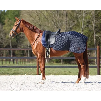 Image de QHP Couverture d&#039;équitation Quarter Classy Doublure en fausse fourrure (L, Navy)