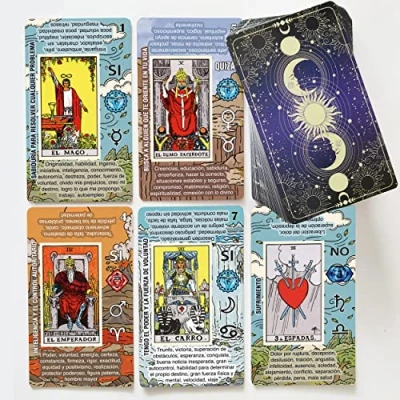 Image de TAROTIKA Tarot Cartas de Aprendizaje, No Necesita Libro Guía, Baraja Lectura Fácil y Rápida Con Significados en Español