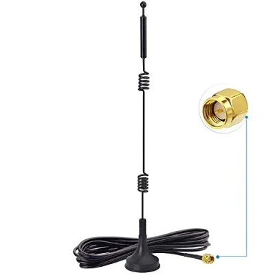 Image de Bingfu Antenne WiFi 2,4GHz 5GHz 5,8GHz Dual Band Mâle SMA Base Magnétique 9dBi Compatible avec Caméra Sécurité Vedio sans Fil Enregistreur Surveillance Remorque Véhicule Vue Arrière de Recul