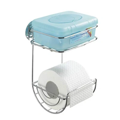 Image de WENKO Turbo Loc® dérouleur papier WC avec étagère fixer sans percer Chromé