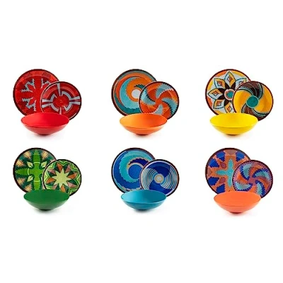 Image de Excelsa Dakar Color Service de vaisselle 18 pièces, porcelaine et Stoneware, décoration multicolore, 6 personnes