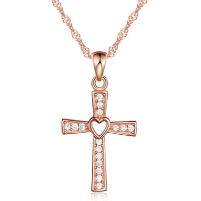Image de Unendlich U pendentif collier la croix classique et le cœur d&#039;amour ciselé en 925 argent fin zircon cubique pour femmes/filles Noël