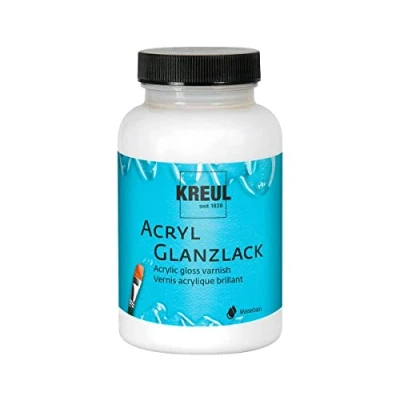 Image de KREUL 79413 Laque acrylique brillante Bocal en verre de 275 ml finition et protection transparente à base d&#039;eau pour objets peints entièrement secs