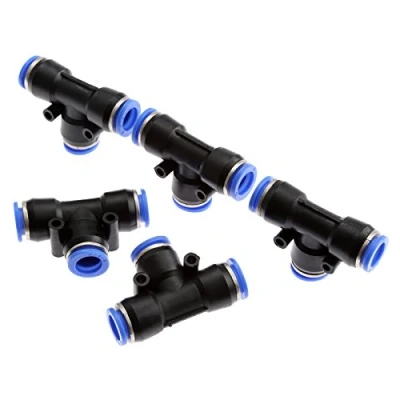 Image de 5pcs Jonction en T Tuyau de raccords rapides pneumatiques à 3 voies connecteur Push in d&#039;arrosage Raccord Robinet 12mm