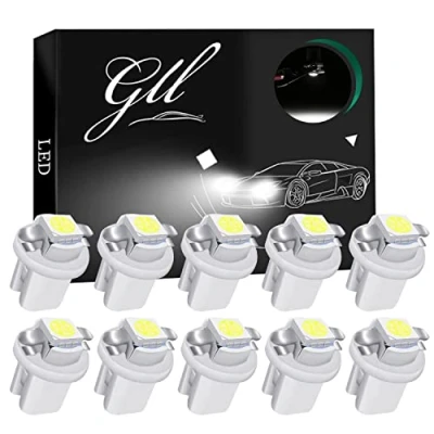Image de Grandview 10pcs LED T5 Balnc Ampoules B8.5 Tableau de Bord 1 5050 SMD pour Voiture Compteur Vitesse Instrument Gauge Cluster Voyant