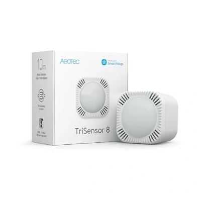 Image de Aeotec TriSensor 8 Multi capteur 3 en 1 Mouvement dans Un Rayon de 10 m Température C Lumière lux Z Wave Gen8 Longue portée Hub requis Fonctionne avec SmartThings, Homey,