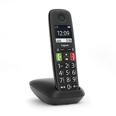 Image de Gigaset E290 Téléphone sans fil avec sonneries puissantes, grands chiffres et son renforcé, touches d&#039;appel rapide, mains libres volume réglable, noir [Produit d&#039;import] [Version italienne]