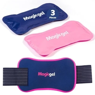 Image de Magic Gel Poche de Glace en avec Sangle 28x14cm Lot 2 Poches Froid pour Genou &amp; Cheville Compresse à Froide Versatile Vessie Réutilisable Durable