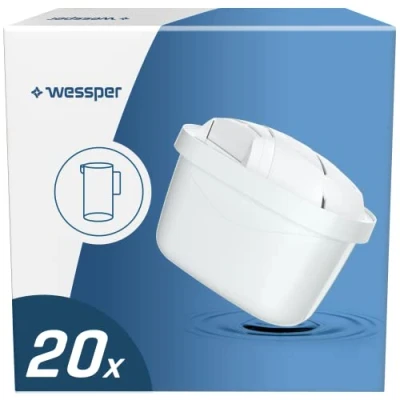 Image de Wessper Filtre à eau pour Brita Maxtra Plus, avec charbon actif et résine échangeuse d&#039;ions, Convient Marella, Carafe d&#039;eau (20 pièces)
