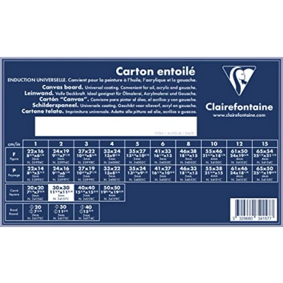 Image de Clairefontaine 34157C Un carton à peindre avec enduction blanche 30x30 cm (format carré), épaisseur 3mm, toilé blanc