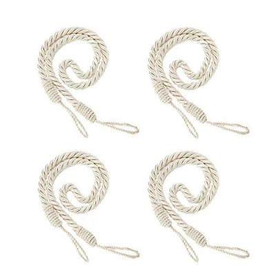 Image de Embrasses de Rideaux Corde en Coton 4 Pièces Beige Attaches Attache Draperie Retenues Décoratives Faites à la Main pour Mur Ferme Fenêtre Chambre Coucher