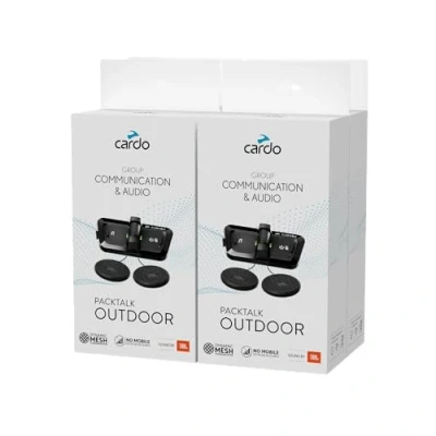 Image de Cardo Système de Communication Casque PACKTALK Outdoor, idéal pour Le Ski, Snowboard et Cyclisme (Noir, Lot quattre)