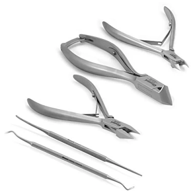 Image de Blizzard Kit d&#039;Outils Podologie 5pcs, Pince Ponte de Lune, Pointe Flèche et Coupe Cuticule, Lime Grattoir Burin pour Ongles Incarnées Fabrication Allemand Utilisation Professionnel