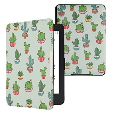 Image de kwmobile Étui Compatible avec Amazon Kindle Paperwhite Coque à Rabat magnétique Tablette eReader Similicuir Vert Clair foncé