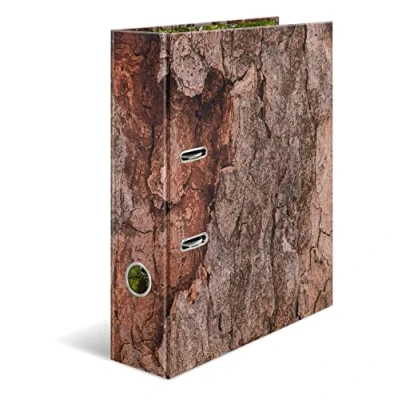 Image de HERMA 19653 classeur A4 en bois naturel, 7 cm de large, motif à levier carton avec impression intérieure, pour l&#039;école et le bureau, anneaux solide garçons filles