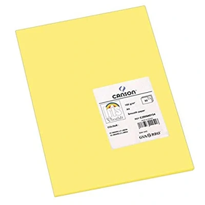 Image de CANSON Iris Vivaldi Paquet 50 feuilles de papier couleur A4 185g/m² Jaune paille
