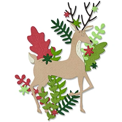 Image de Sizzix Thinlits Lot de 19 matrices Delightful Deer par Lisa Jones 665945 Chapitre 3 2022, Multicolor