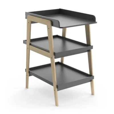 Image de Table à langer TSUGA Bois massif et MDF L.58 x P.71,1 H.101,2 cm Pour matelas 50x70 Gris graphite