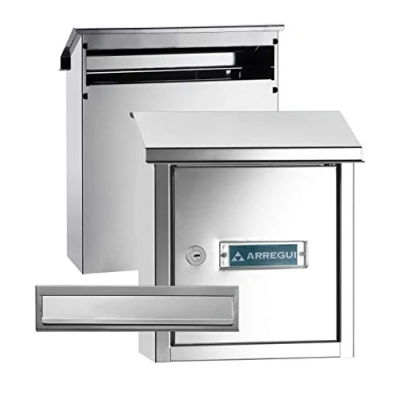 Image de ARREGUI V4037 Pack Bouche d&#039;entrée + Boîte aux lettre acier inoxydable pour porte, mur et portail, Fente de 23 x 3 cm Format A5