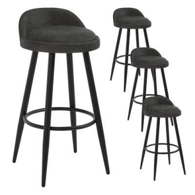 Image de WOLTU Tabouret de Bar Anthracite Lot 4,Tabouret comptoir bistrot avec Dossier et Repose Pieds en Similicuir métal,BH327an 4