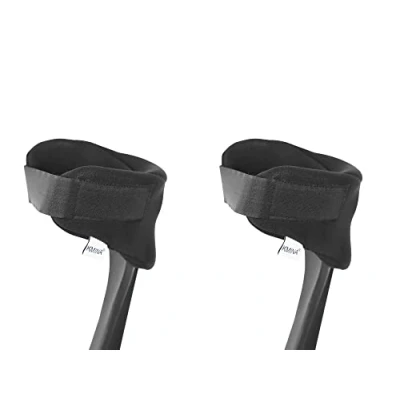 Image de KMINA Coussinets pour Béquilles Coude avec Velcro (x2 unités), Poignée Rembourrée Béquille, Mousse Rembourrage Béquille Médical, Housse Made in Europe