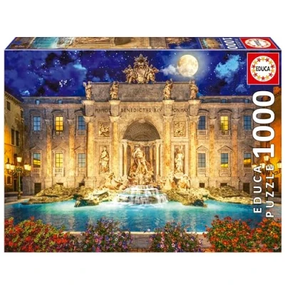 Image de Educa Puzzle de 1000 pièces pour Adultes Fontana di Trevi, Rome. Mesure: 68 x 48 cm. Contient Environ la Colle Fix Puzzle. À partir 14 Ans (19923)