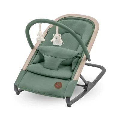 Image de Maxi Cosi Kori chaise transat bebe et siège 2 en 1 avec arche à jouets, 0 ans, jusqu&#039;à 15 kg, baby bouncer, nouveau né, 3 positions d&#039;inclinaison, harnais facile installer, Beyond Green