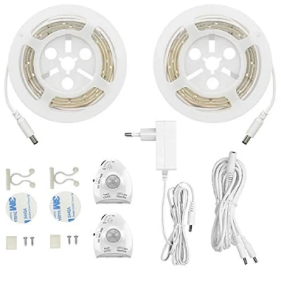 Image de LUXJET Ruban LED Capteur Mouvement Lumière, Bande Lumineuse Détecteur de éclairage lit, Bandeau Lumière Réglable avec Prise Secteur (2PC)