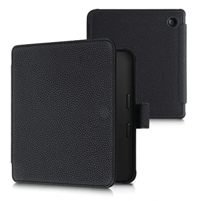 Image de kalibri Étui liseuse Compatible avec Kobo Libra 2 à Rabat magnétique Protection en Cuir véritable Noir