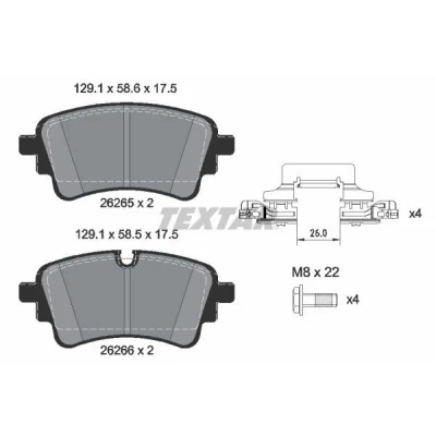 Image de TEXTAR 2626501 Jeu de plaquettes frein préparé pour indicateur d&#039;usure avec vis d&#039;étrier accessoires AUDI: A4 B9 Avant, Q7, Q5