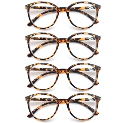 Image de MODFANS Lot de 4 Lunettes Lecture 3.0 Homme Femme,Lunettes Loupe Branches a Ressort,Lunettes Vue Monture Leger
