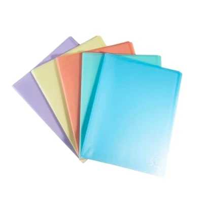 Image de Exacompta Réf. 88370E Paquet de 5 protège documents Chromaline Pastel 30 pochettes cristal 60 vues pour A4 dim 24 x 32 cm couverture en polypro recyclé translucide couleurs assorties