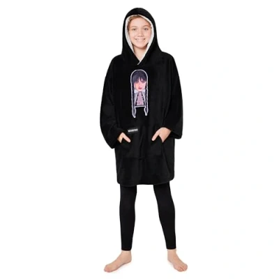 Image de Wednesday Pull Plaid Enfant Mercredi Addams, Sweat Oversize en Polaire Ado Fille Taille Unique (Noir No Hug Zone)