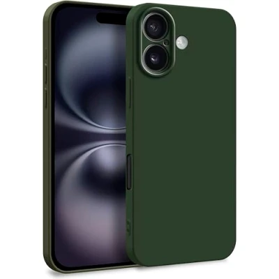 Image de MyGadget Coque pour iPhone 16 Case TPU Souple &amp; Soft [ Doublure Microfibre ] Cover Protection Extra Fine Légère Vert Olive