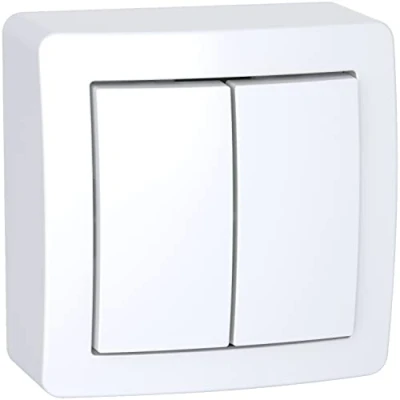 Image de Schneider Electric Alréa, Double va et vient avec cadre saillie, blanc polaire ALB62056P