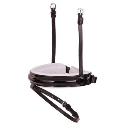 Image de Muserolle combinée pour cheval en cuir verni large BR Equitation Pull back Laquer