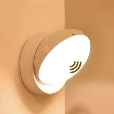 Image de Applique murale LED d&#039;intérieur avec détecteur de mouvement, type C, rechargeable, interrupteur, rotatif à 360, éclairage mural auto/ON, sans fil, magnétique, pour salon, couloir (1 pièce)