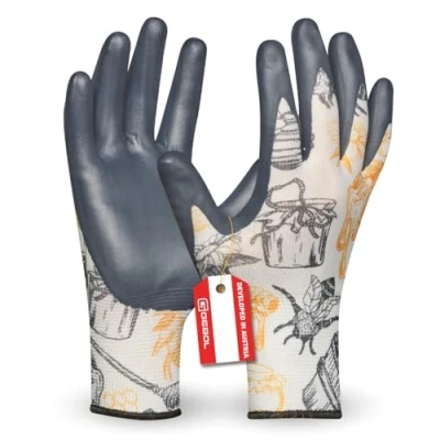 Image de Gebol Gardeluxe « Bee friendly » Honeybee 1 paire Taille 8/M Gants de jardin au design abeille Édition limitée Revêtement très doux Coupe confortable pour femme Noir/jaune