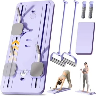 Image de Pliable Roue Abdominale Planche Pilates Board Reformer Machine Set Rebond Automatique Core Trainer Abdo Roller Board(Purple2)