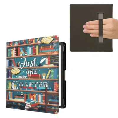 Image de kwmobile Étui Compatible avec Amazon Kindle Scribe (2022/2024) Coque à Rabat magnétique Tablette eReader Similicuir Sangle Multicolore