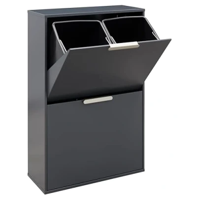 Image de ARREGUI Ecoclas CR604 E Poubelle de Recyclage Cuisine 4 Bacs x 17 L (68 L) Tri Sélectif Rangements Meuble en Acier avec Seaux Sac anthracite