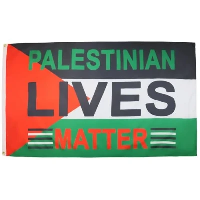 Image de AZ FLAG Drapeau palestinien « Lives Matter » 9,1 x 1,5 m Bannière palestinienne en polyester 100D avec deux œillets métalliques Résistant à la décoloration Couleurs vives 150