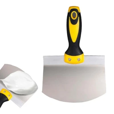 Image de SHUOHONG Spatule Enduit, Spatules en Acier Inoxydablecouteau a Enduire avec Poignée Antidérapant, Bricolage, Mastic, Lisseuse Grattoir Peinture, et Un Bac Enduit